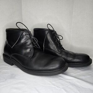 Bill Blass Mens 11 Wilshire Chukka Black Leather Boots Lace Up Hipster Capsule